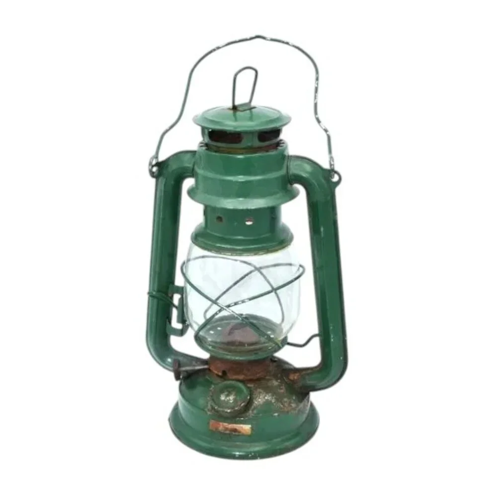 Vintage Small Kerosene Oil Lamp Green Railroad Lantern